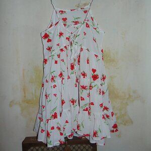 Missguided Mini Dress sleeveless criss cross floral smocked tiered dress size 4